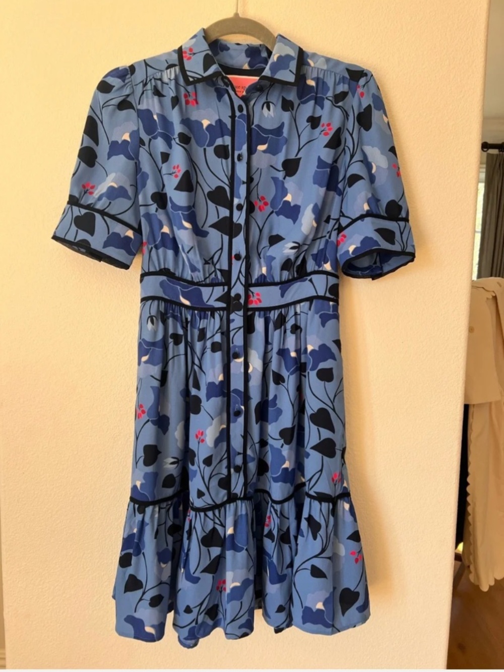 Kate Spade Blue Floral Shirt Dress - graduation, something blue, bridal, wedding